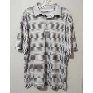 Roundtree & York Performance Men's Grey Striped Polo Size Large